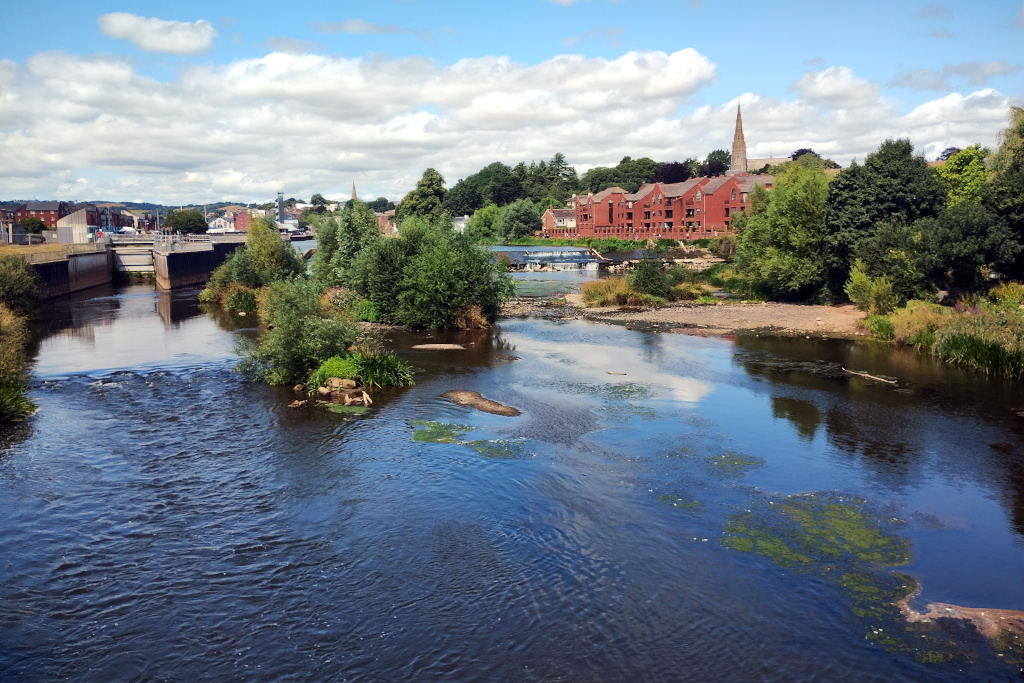 Looking towards Exeter Quay from Trews Weir Bridge
